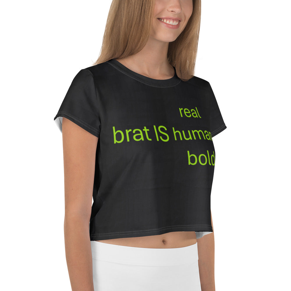 Streetwear Brat Green Crop Top. Party Crop Tee. Activewear or Runners' Top. Brat IS Real by WickedYo.